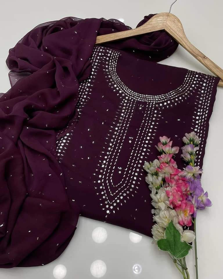 Kurta Style Mukesh Work | Unstitched Shirt Dupatta