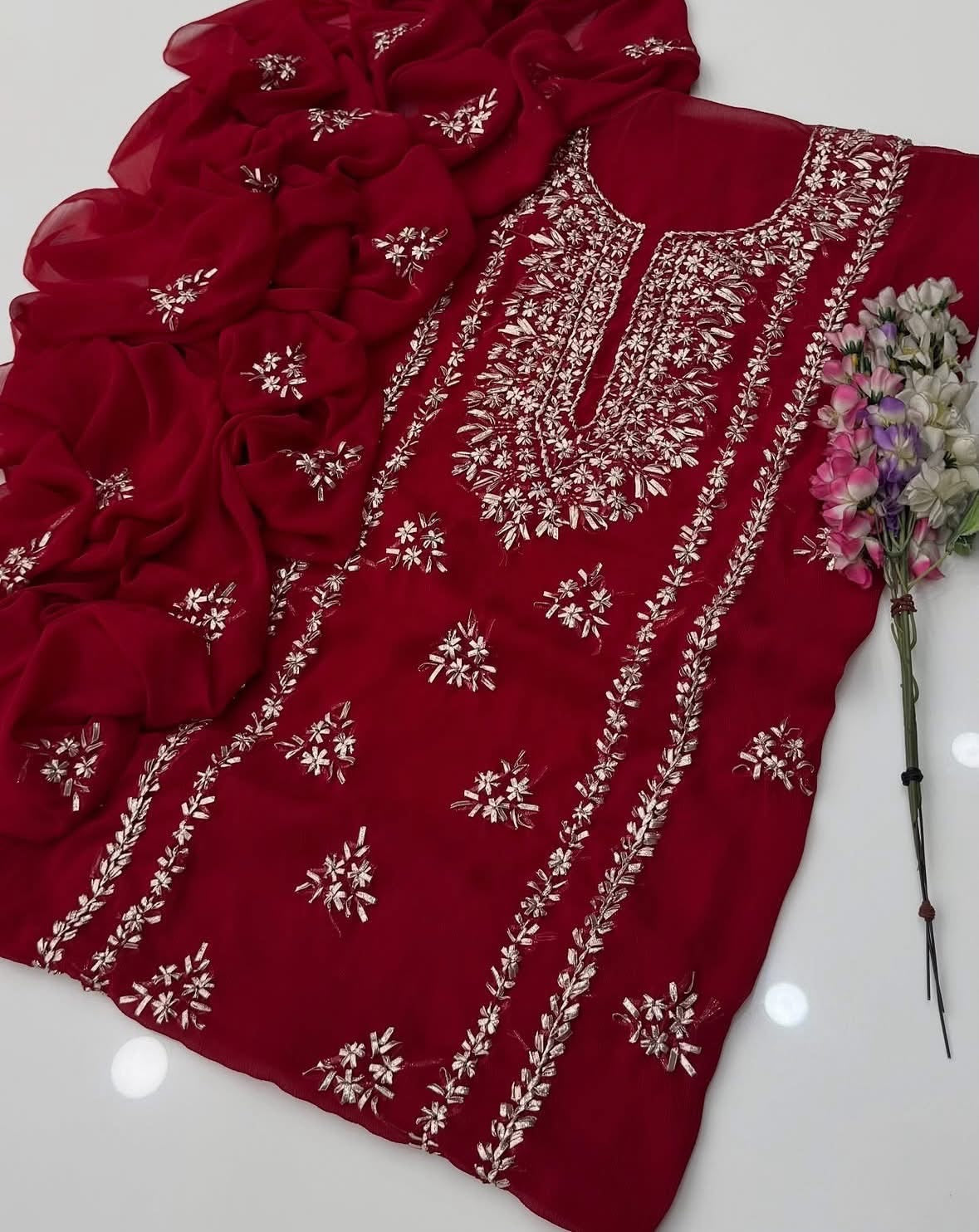 Gotta Kinari Work | Unstitched Shirt Dupatta 2 Piece