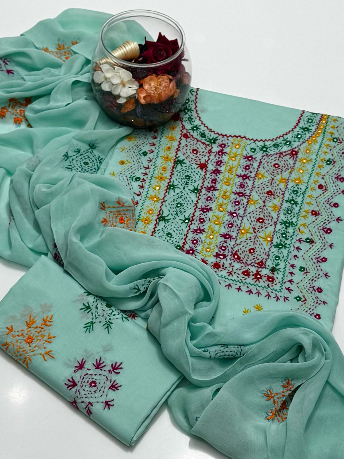 Multi Afghani Tanka Embroidered | Unstitched 3 Piece