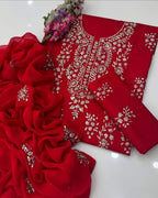 Lawn Gotta Kinari Work | Unstitched Shirt Dupatta Trouser 3 Piece