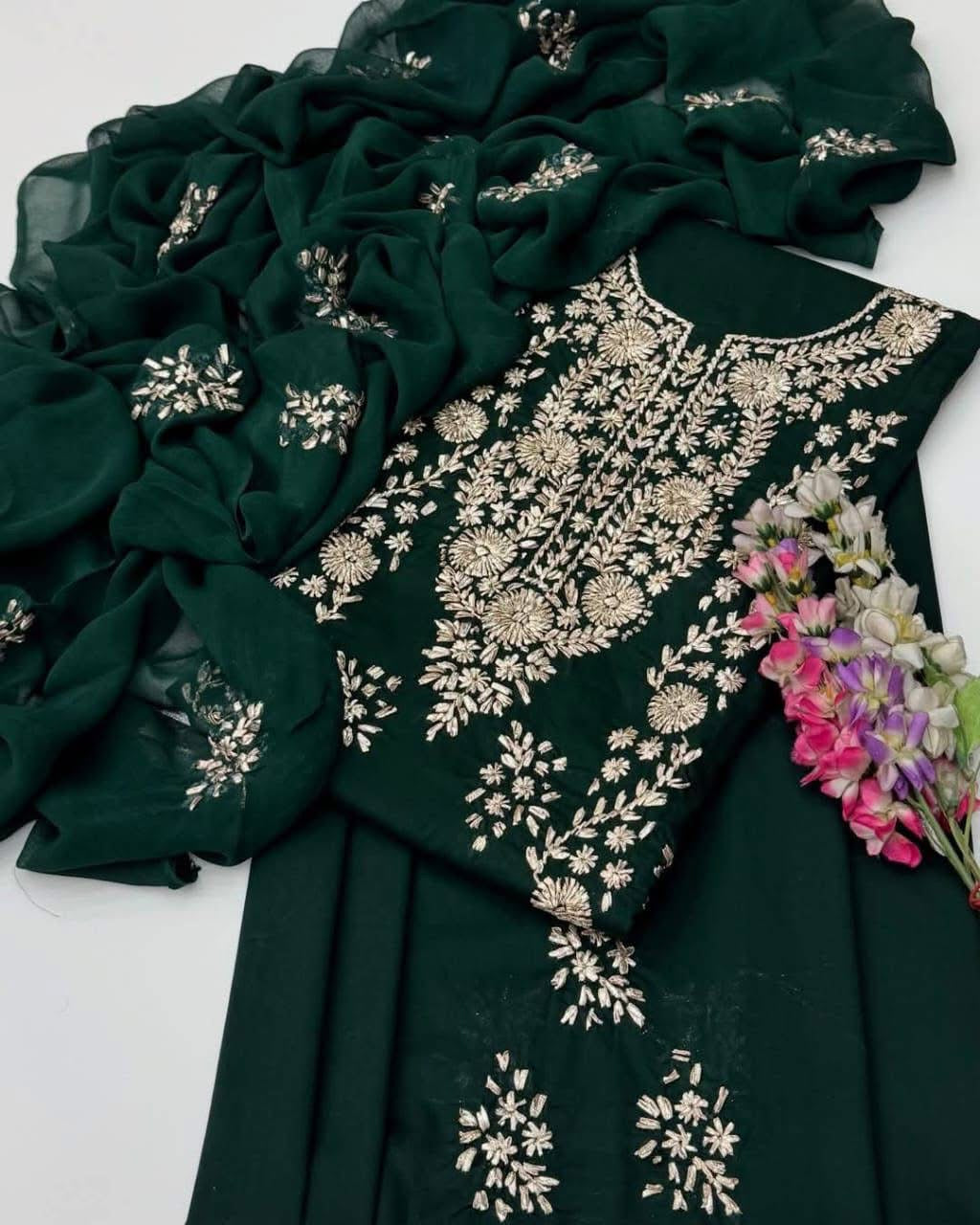 Lawn Gotta Kinari Work | Unstitched Shirt Dupatta Trouser 3 Piece