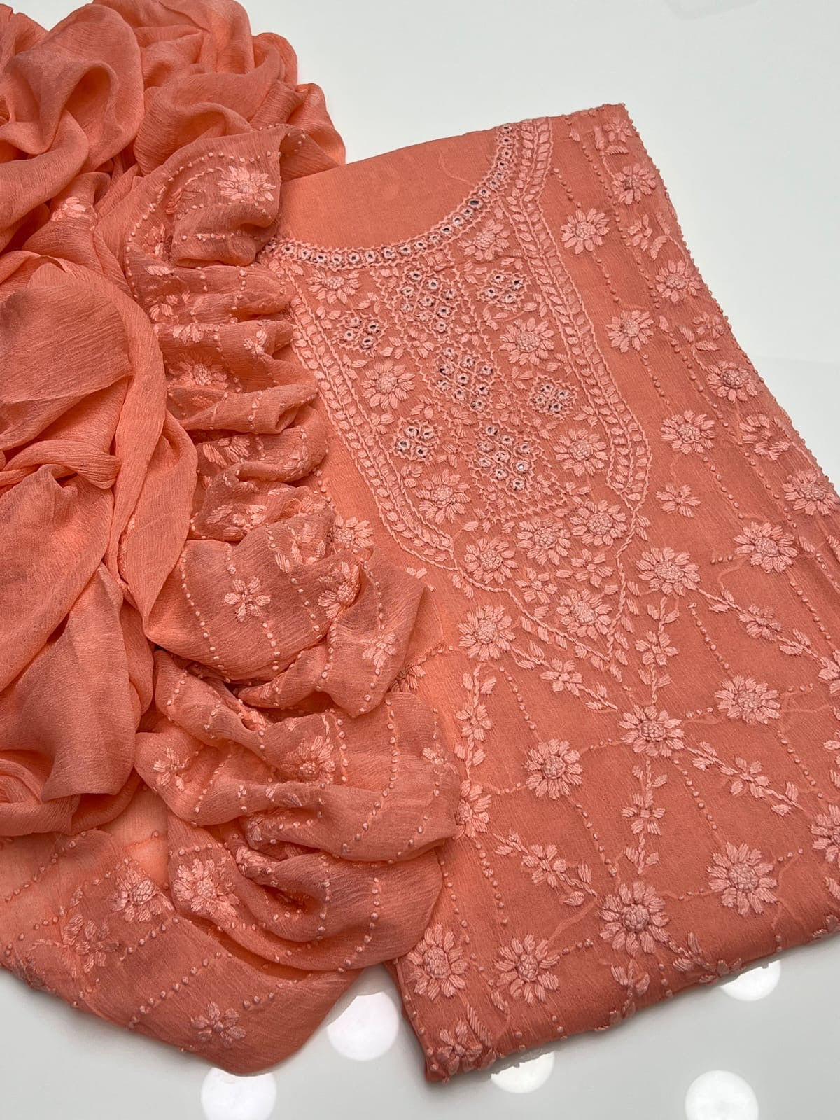 Pakka Boor Neck Mirror | Unstitched Shirt Dupatta 2 Piece