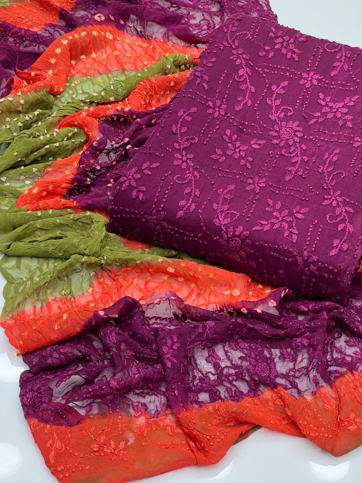 Pakka Boor Chunari | Unstitched Shirt Dupatta 2 Piece