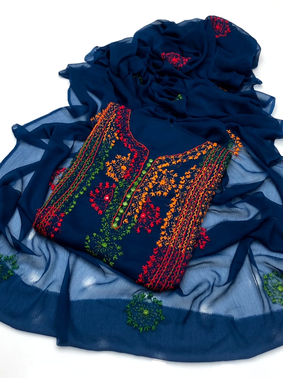 Afghani Tanka Embroidery | Unstitched Shirt Dupatta 2 Piece