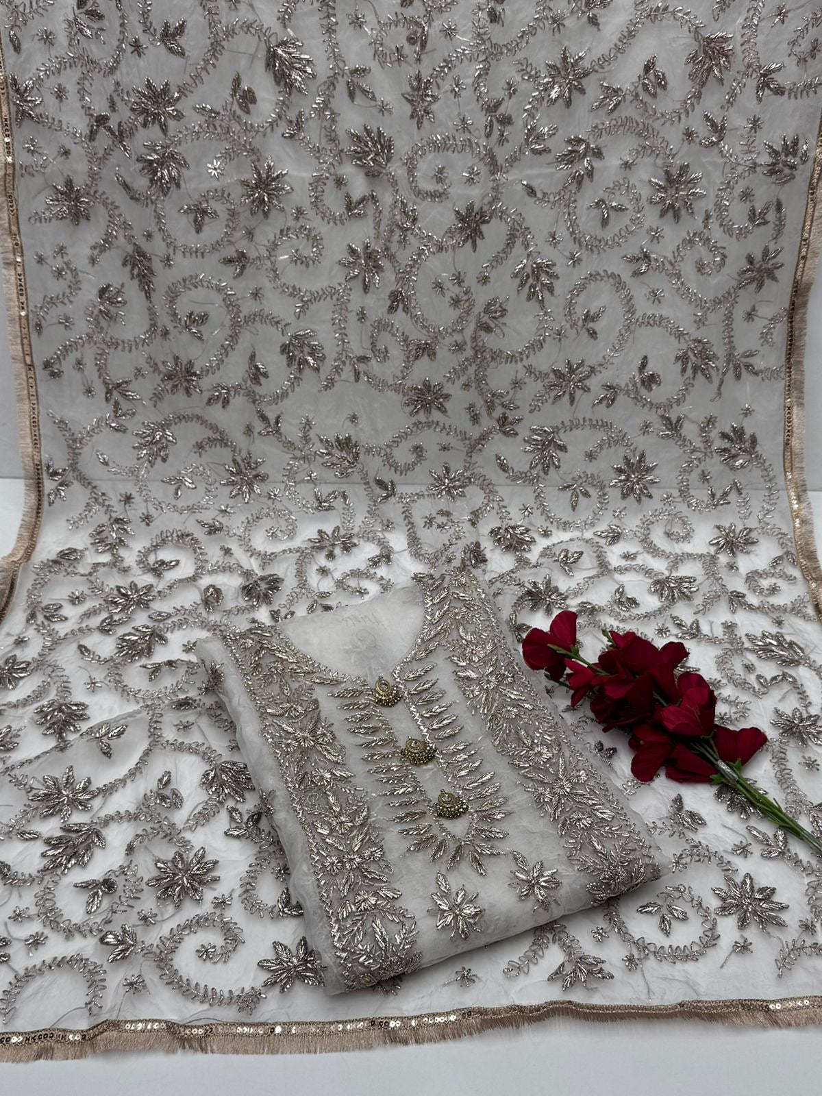 Sui Gotta Kinari Work (Dyeable)| Unstitched Shirt Dupatta 2 Piece