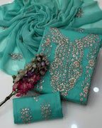 Lawn Gotta Kinari Work | Unstitched Shirt Dupatta Trouser 3 Piece