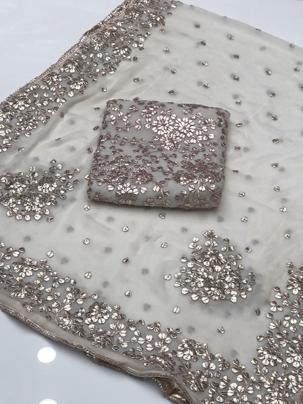 LCD Gotta Kinari Work | Unstitched Shirt Dupatta 2 Piece