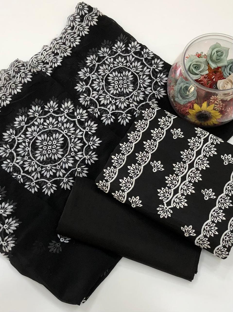 Cutt Work Embroidery | Unstitched 3 Piece