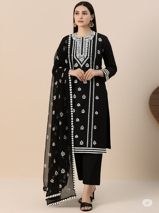 Pakka Tanka Embroidery | Unstitched 3 Piece