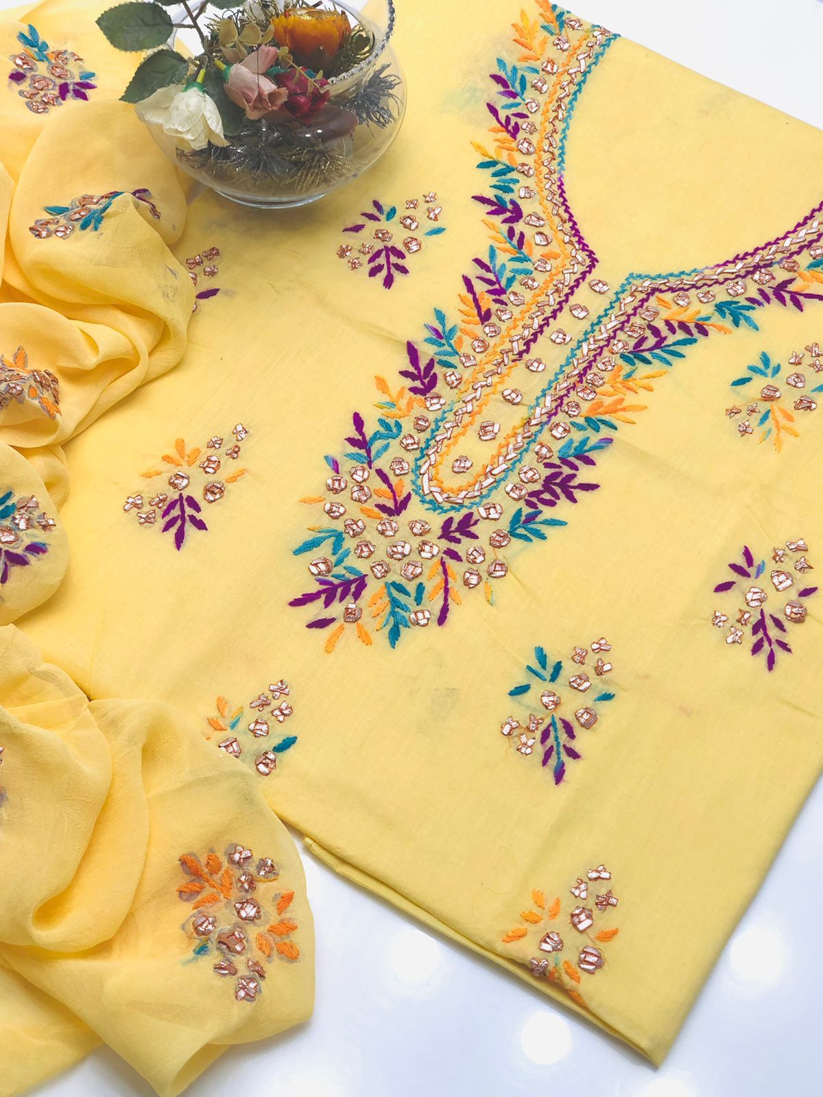 Gotta & Multi Thread Work | Unstitched 3 Piece